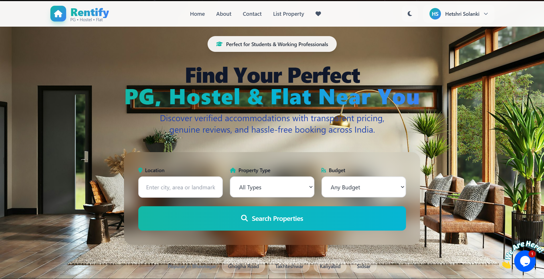 Rentify - Built a MERN stack web application for renting hostels and PG accommodations. project screenshot
